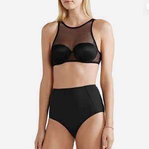 I.D. Sarrieri Black Mesh High-Neck Bra